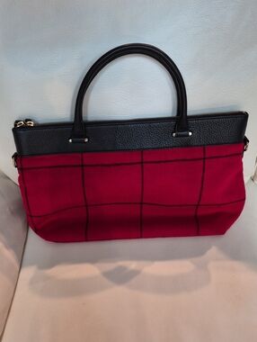 Talbots Red Plaid Tote with Black Trim !  NWOT!